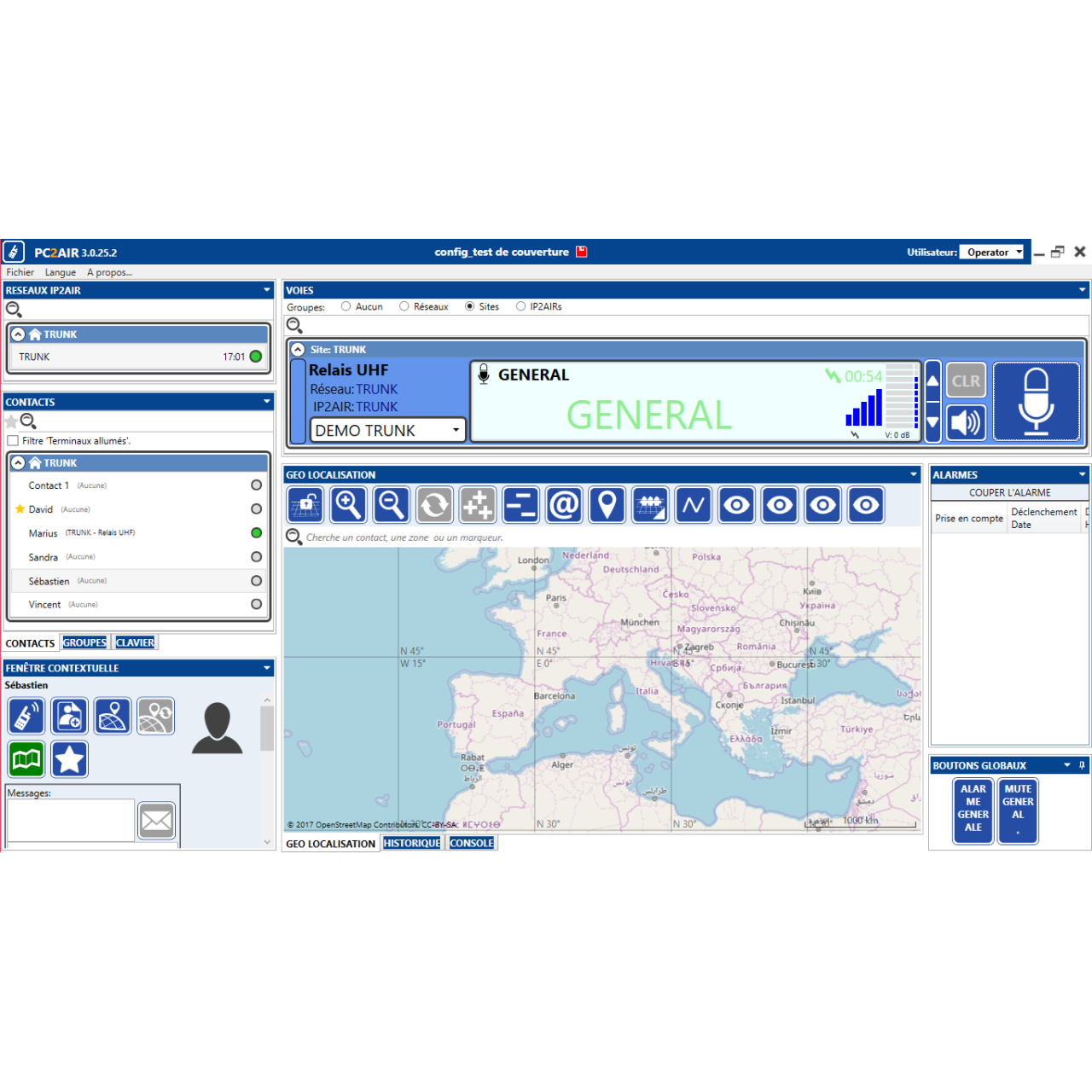 Interface du logiciel PC2AIR